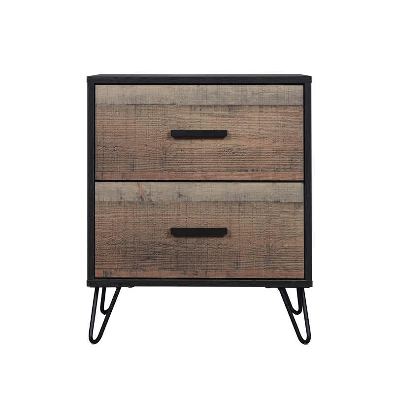 New Classic Furniture Elk River Solid Wood 2-Drawer Nightstand in Rustic Brown