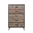 New Classic Furniture Elk River Solid Wood 5-Drawer Chest in Rustic Brown