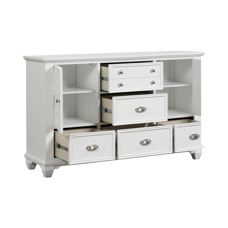 New Classic Furniture Jamestown Solid Wood 5-Drawer Dresser in White