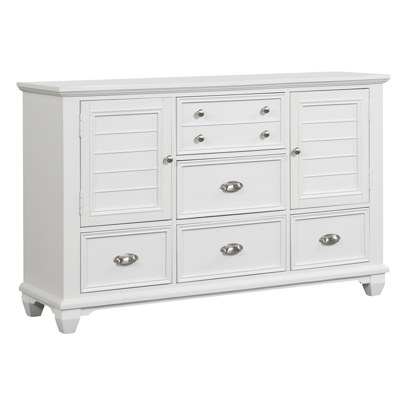 New Classic Furniture Jamestown Solid Wood 5-Drawer Dresser in White