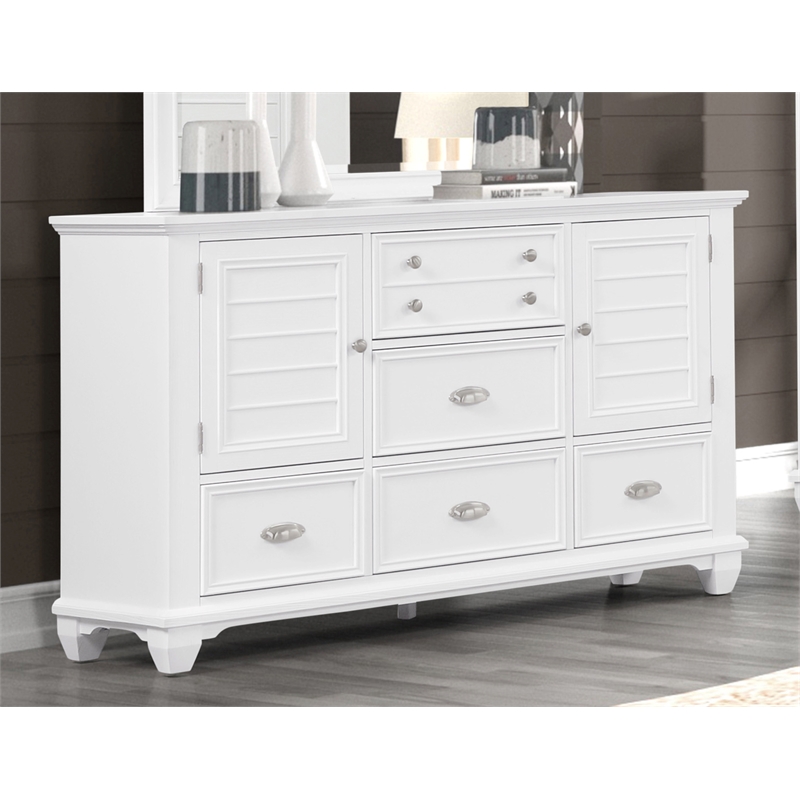 New Classic Furniture Jamestown Solid Wood 5-Drawer Dresser in White