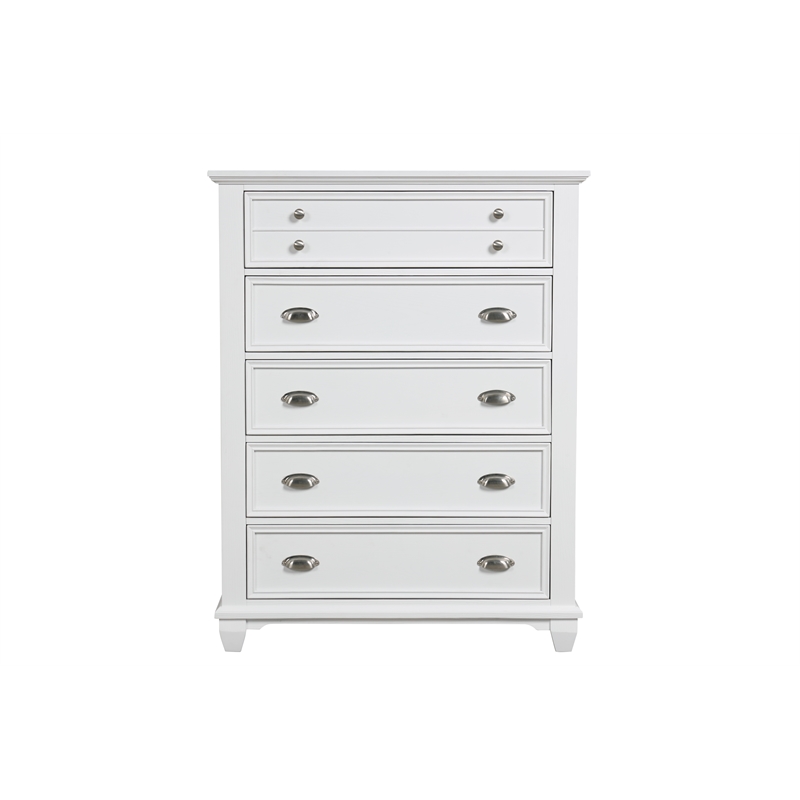 New Classic Furniture Jamestown Solid Wood 5-Drawer Chest in White