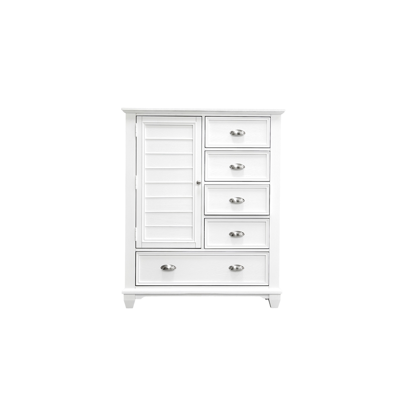 New Classic Furniture Jamestown Solid Wood 5-Drawer Door Chest in White