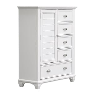 New Classic Furniture Jamestown Solid Wood 5-Drawer Door Chest in White