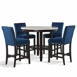 New Classic Celeste 5-Piece Wood Round Counter Table Set in Blue
