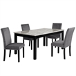 New Classic Celeste 5-Piece Wood Rectangle Dining Table Set in Gray