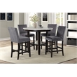 New Classic Celeste 5-Piece Wood Round Counter Table Set in Gray