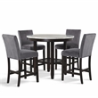 New Classic Celeste 5-Piece Wood Round Counter Table Set in Gray