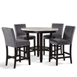 New Classic Celeste 5-Piece Wood Round Counter Table Set in Gray