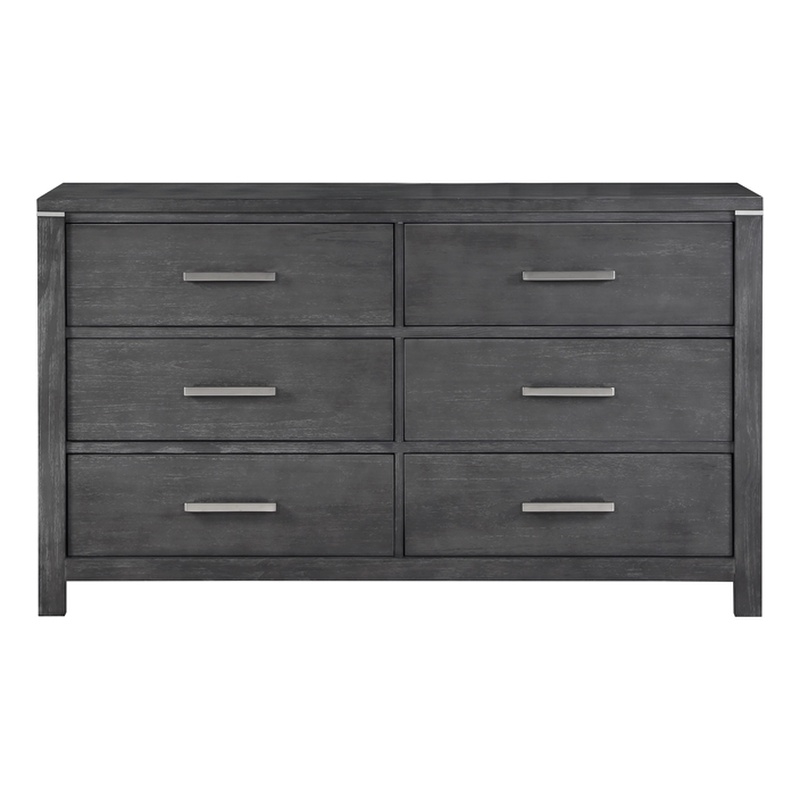 New Classic Furniture Odessa 6-Drawer Solid Wood Dresser in Charcoal