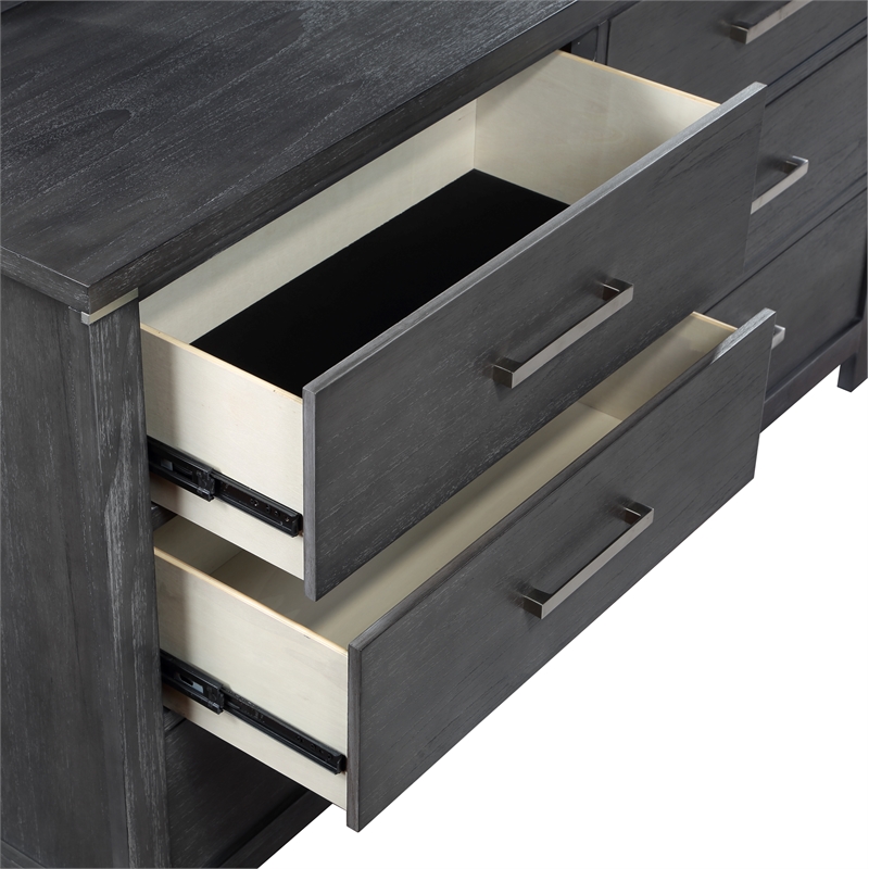 New Classic Furniture Odessa 6-Drawer Solid Wood Dresser in Charcoal