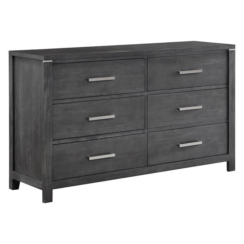 New Classic Furniture Odessa 6-Drawer Solid Wood Dresser in Charcoal