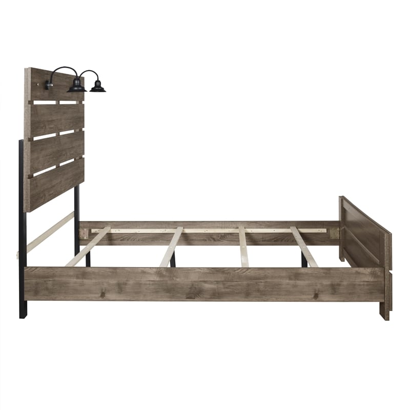 New Classic Furniture Misty Lodge Wood Queen Panel Bed in Gray