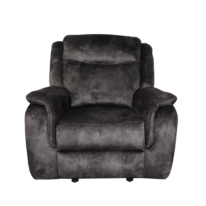 New Classic Furniture Park City Polyester Fabric Glider Recliner in Slate