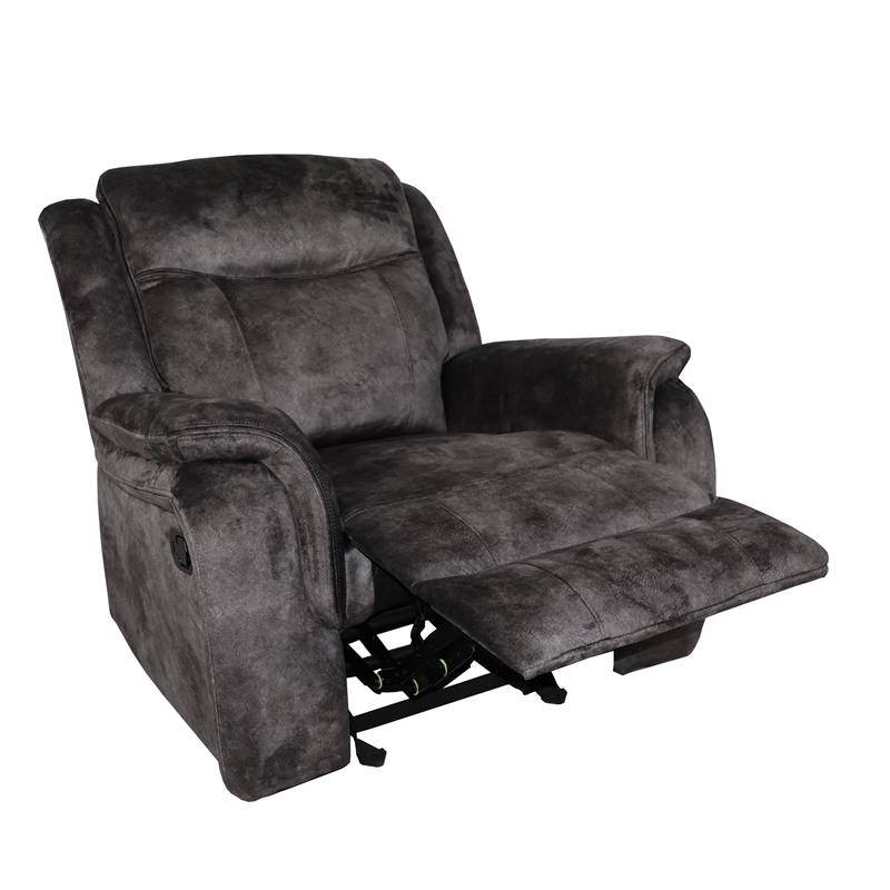New Classic Furniture Park City Polyester Fabric Glider Recliner in Slate