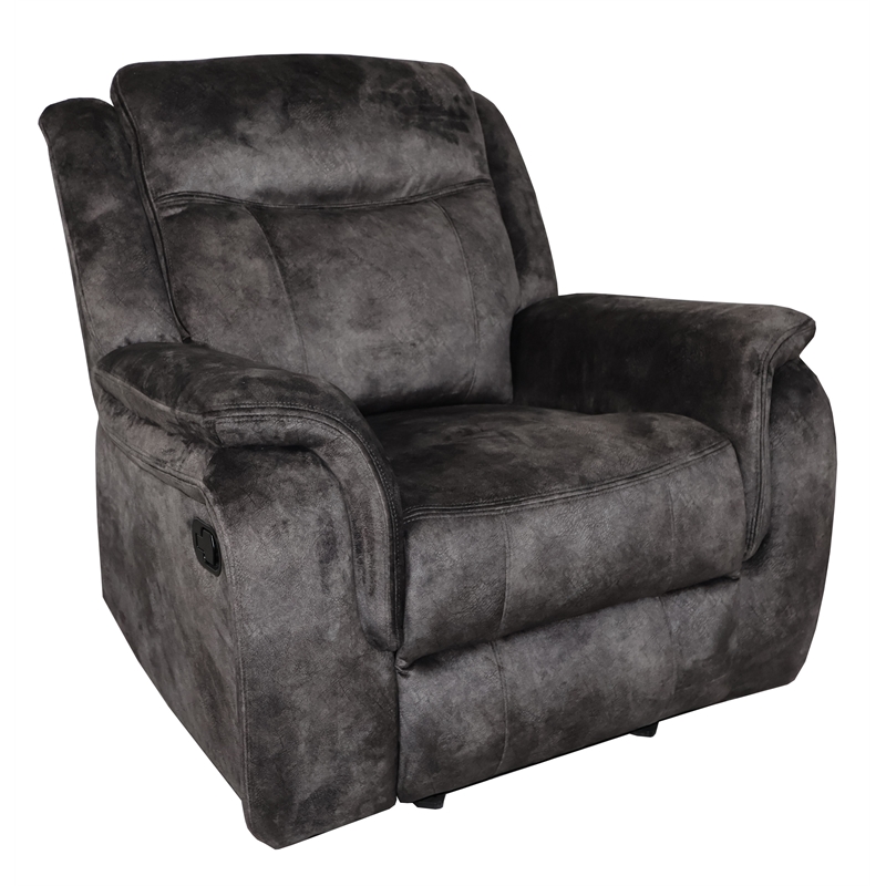 New Classic Furniture Park City Polyester Fabric Glider Recliner in Slate