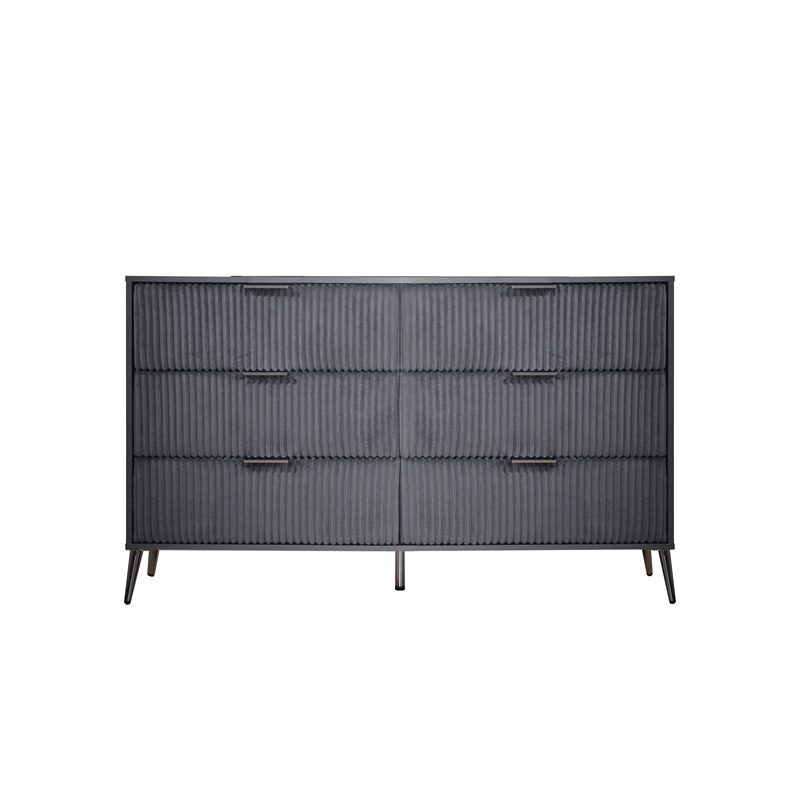New Classic Furniture Kailani Contemporary Wood 6-Drawer Dresser in Gray