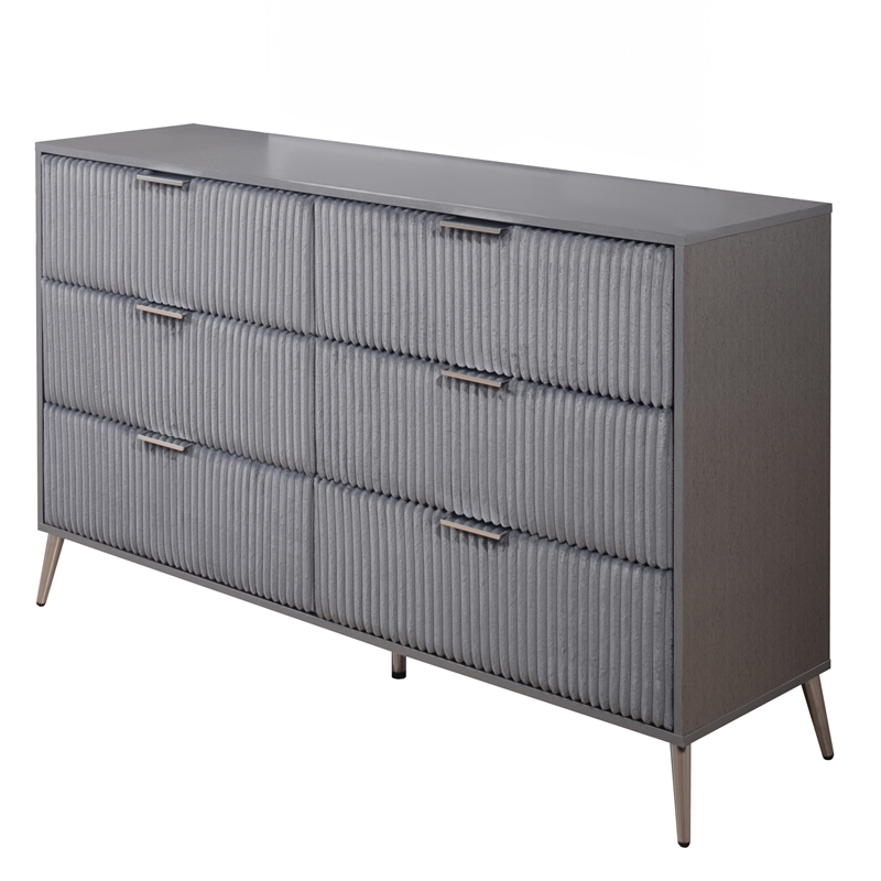New Classic Furniture Kailani Contemporary Wood 6-Drawer Dresser in Gray