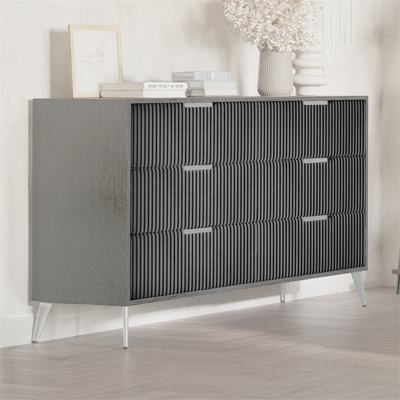 New Classic Furniture Kailani Contemporary Wood 6-Drawer Dresser in Gray