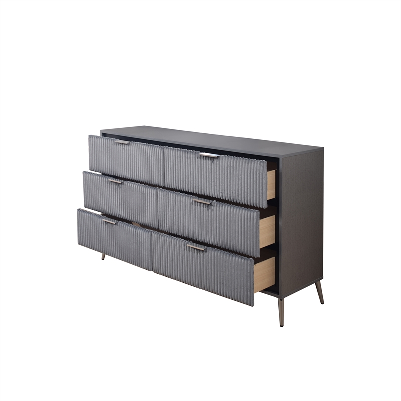 New Classic Furniture Kailani Contemporary Wood 6-Drawer Dresser in Gray