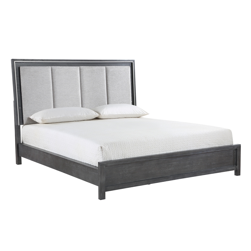 New Classic Furniture Odessa Solid Wood California King Panel Bed in Charcoal