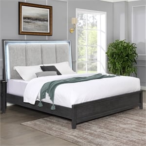 New Classic Furniture Odessa Solid Wood Queen Panel Bed in Charcoal