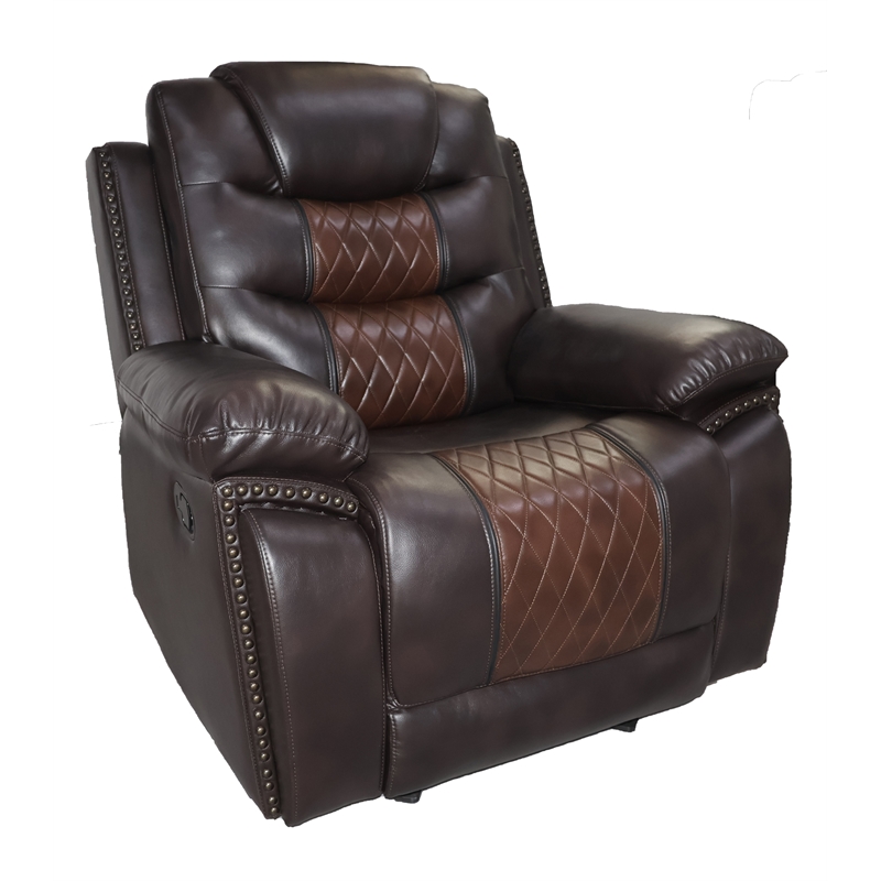 New Classic Furniture Nikko Leather Glider Recliner with Power Footrest in Brown