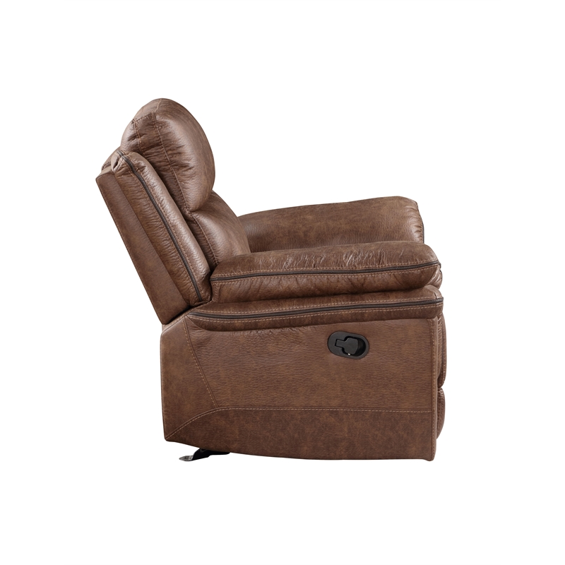 New Classic Furniture Ryland Polyester Fabric Glider Recliner in Brown