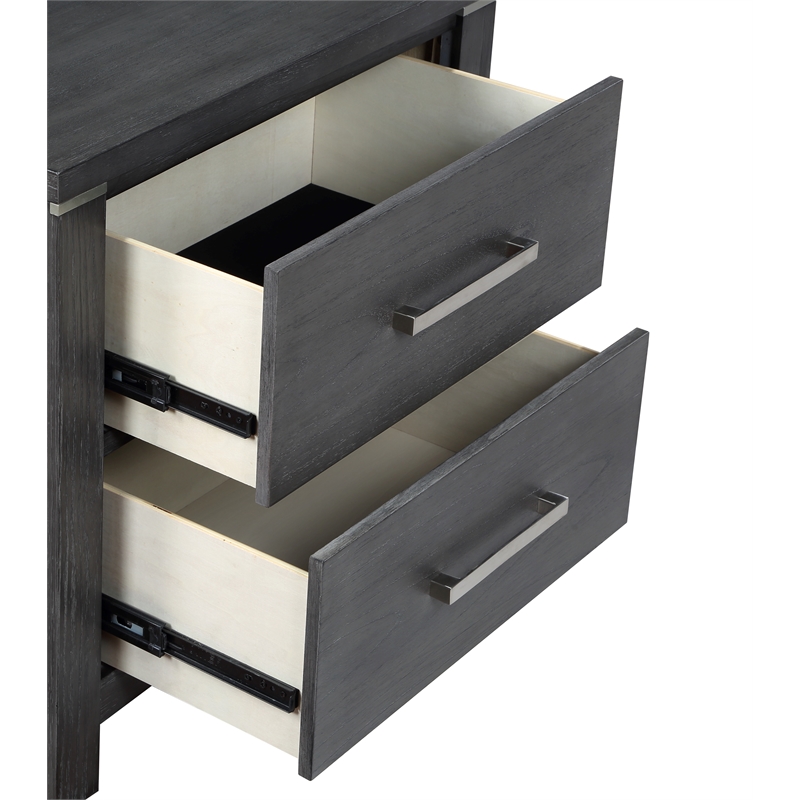 New Classic Furniture Odessa 2-Drawer Solid Wood Nightstand in Charcoal