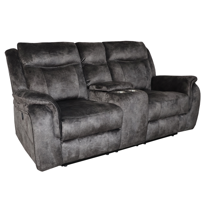 New Classic Furniture Park City Polyester Fabric Console Loveseat in Slate
