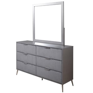 New Classic Furniture Kailani Wood Dresser with Mirror Set in Gray
