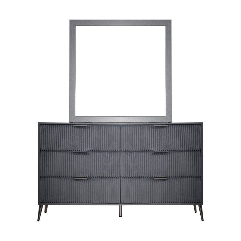 New Classic Furniture Kailani Wood Dresser with Mirror Set in Gray