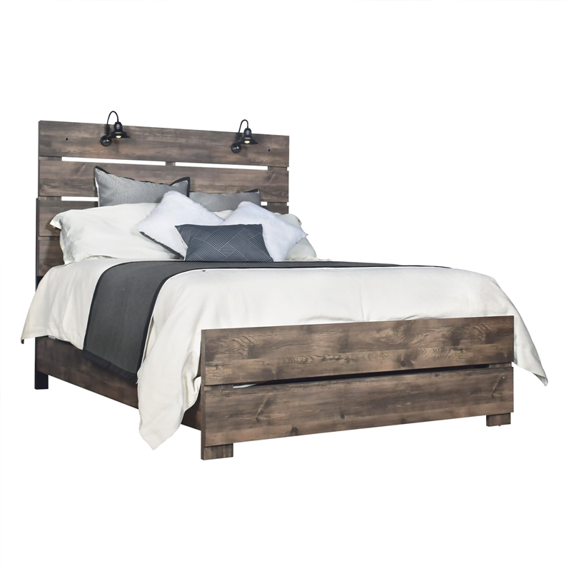 New Classic Furniture Misty Lodge Wood King Panel Bed in Gray