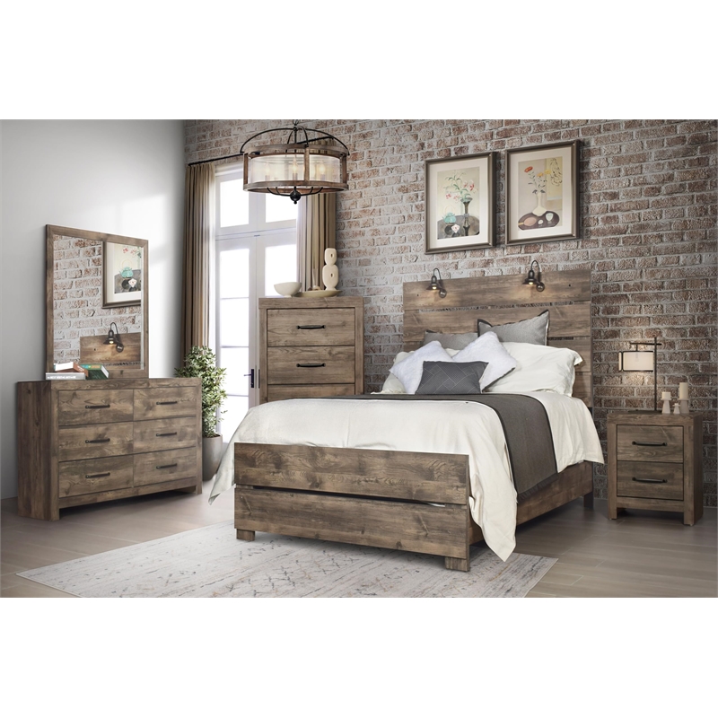 New Classic Furniture Misty Lodge Wood King Panel Bed in Gray