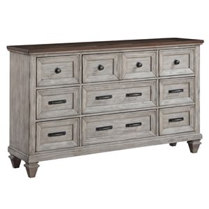 New Classic Furniture Mariana 9-Drawer Solid Wood Dresser in Vintage Cream