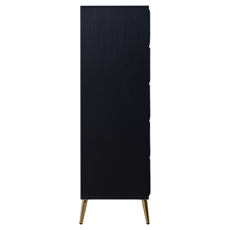 New Classic Furniture Kailani Contemporary Wood 5-Drawer Chest in Black