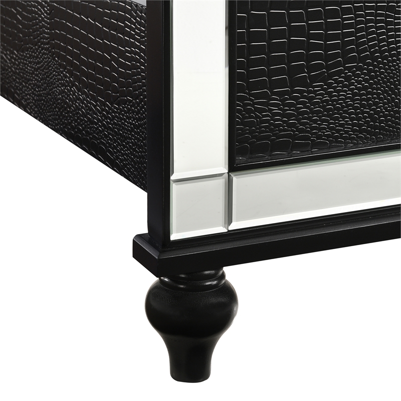 New Classic Furniture Valentine Solid Wood Full Lighted Bed in Black