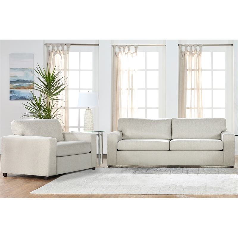 New Classic Furniture Kylo 2 PC Fabric Sofa and Cuddle Chair Set in Natural