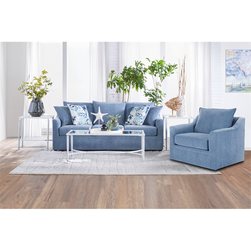 New Classic Furniture Sylvie 2 PC Fabric Sofa and Chair Set in Blue Slate