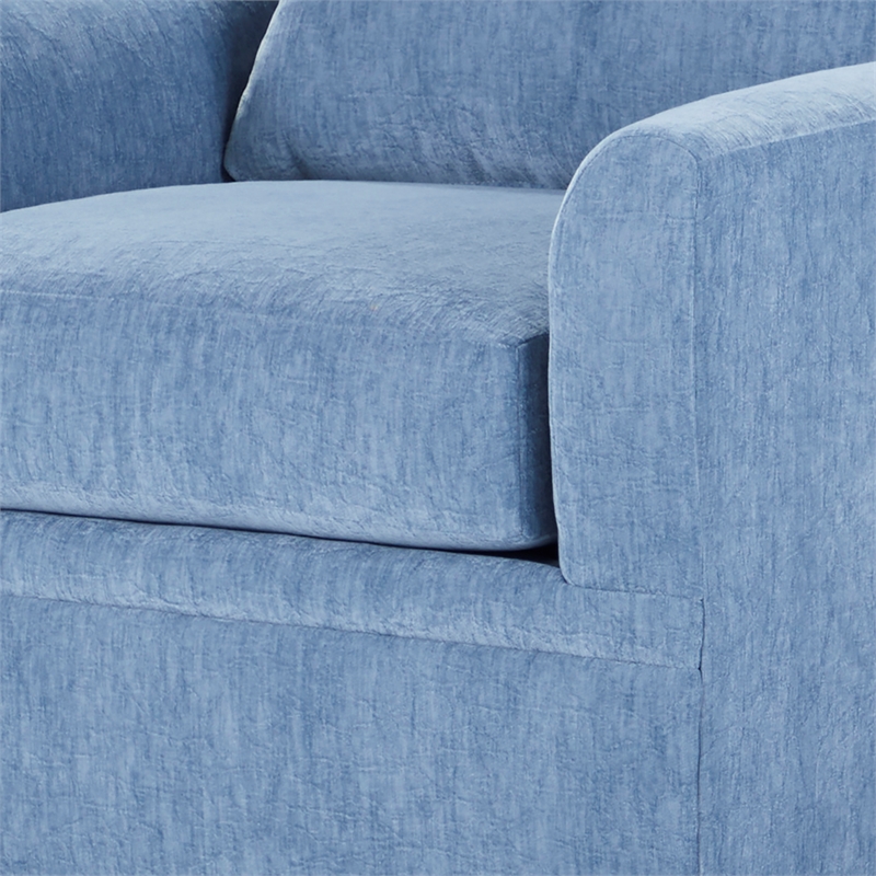 New Classic Furniture Sylvie Polyester Fabric Swivel Chair in Blue Slate