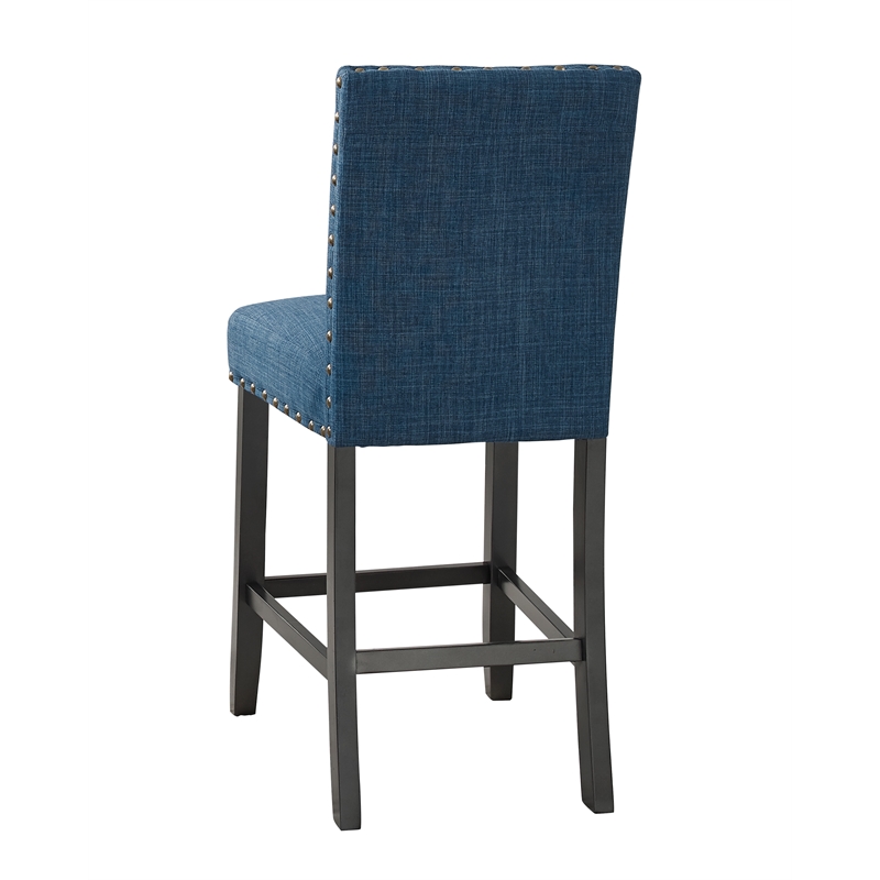 New Classic Furniture Crispin Solid Wood Counter Chair in Marine Blue (Set of 4)