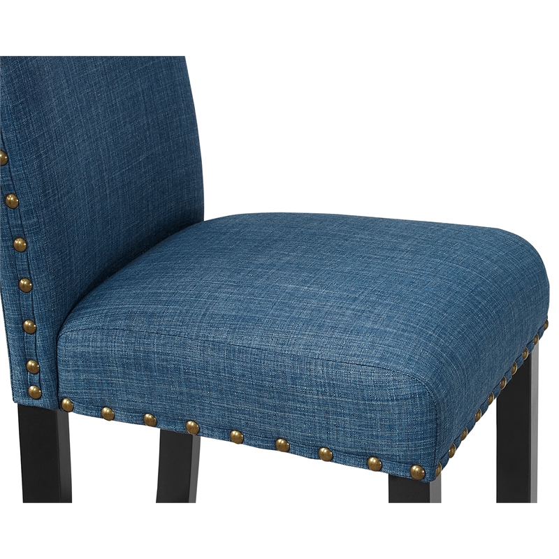 New Classic Furniture Crispin Solid Wood Counter Chair in Marine Blue (Set of 4)
