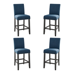 New Classic Furniture Crispin Solid Wood Counter Chair in Marine Blue (Set of 4)