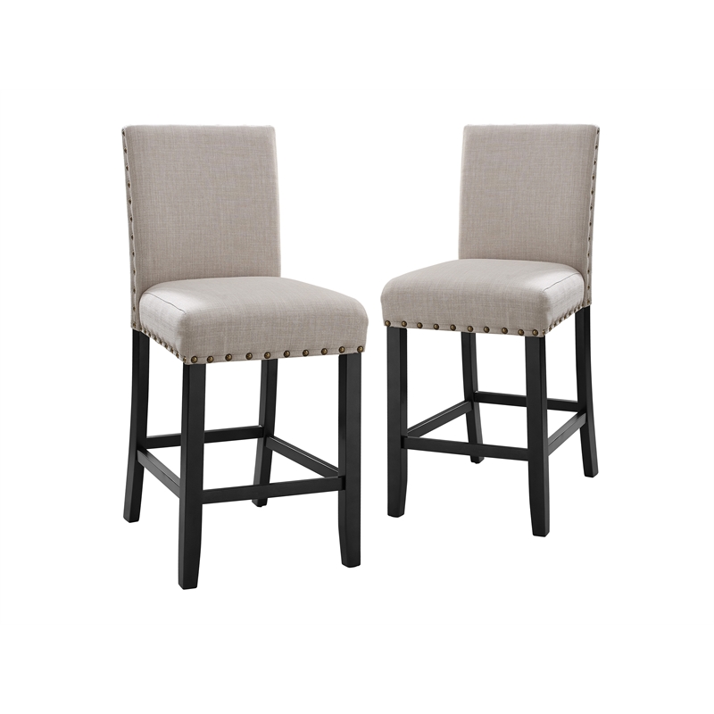 New Classic Furniture Crispin Wood Counter Chairs in Natural Beige (Set of 4)