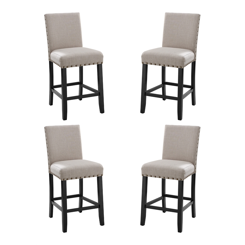 New Classic Furniture Crispin Wood Counter Chairs in Natural Beige (Set of 4)