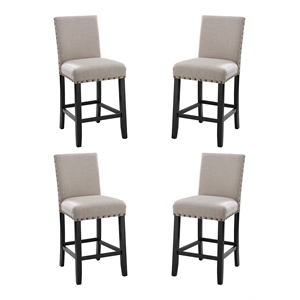 New Classic Furniture Crispin Wood Counter Chairs in Natural Beige (Set of 4)