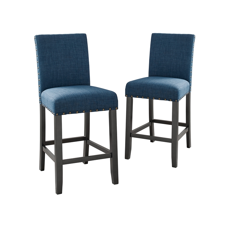 New Classic Furniture Crispin Solid Wood Counter Chair in Marine Blue (Set of 6)