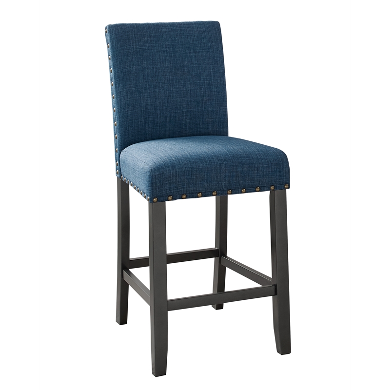 New Classic Furniture Crispin Solid Wood Counter Chair in Marine Blue (Set of 6)