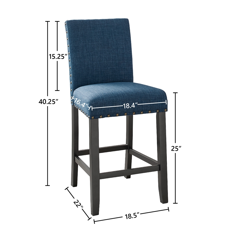 New Classic Furniture Crispin Solid Wood Counter Chair in Marine Blue (Set of 6)