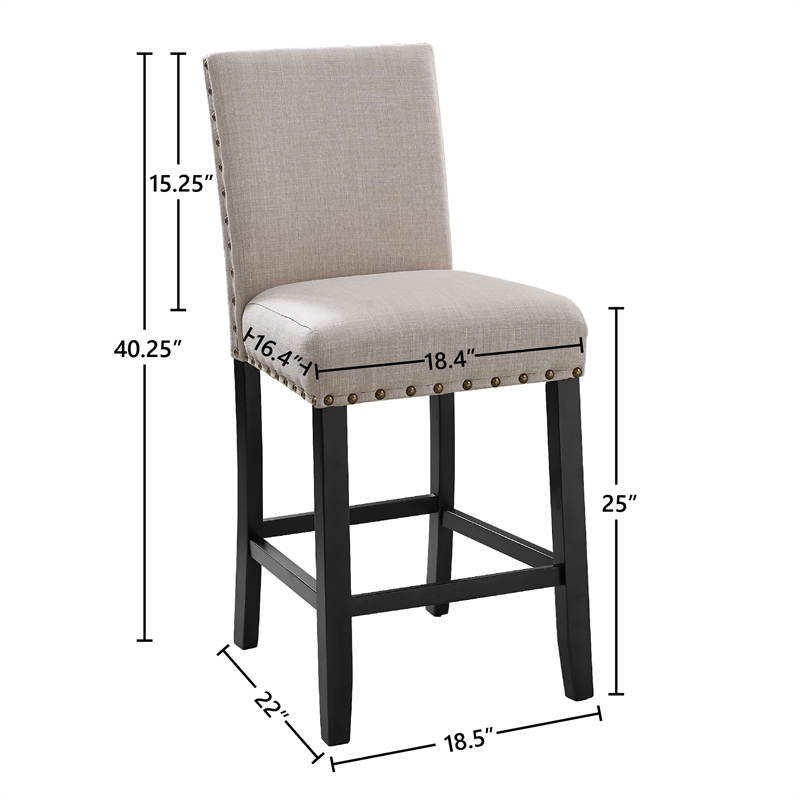 New Classic Furniture Crispin Wood Counter Chairs in Natural Beige (Set of 6)